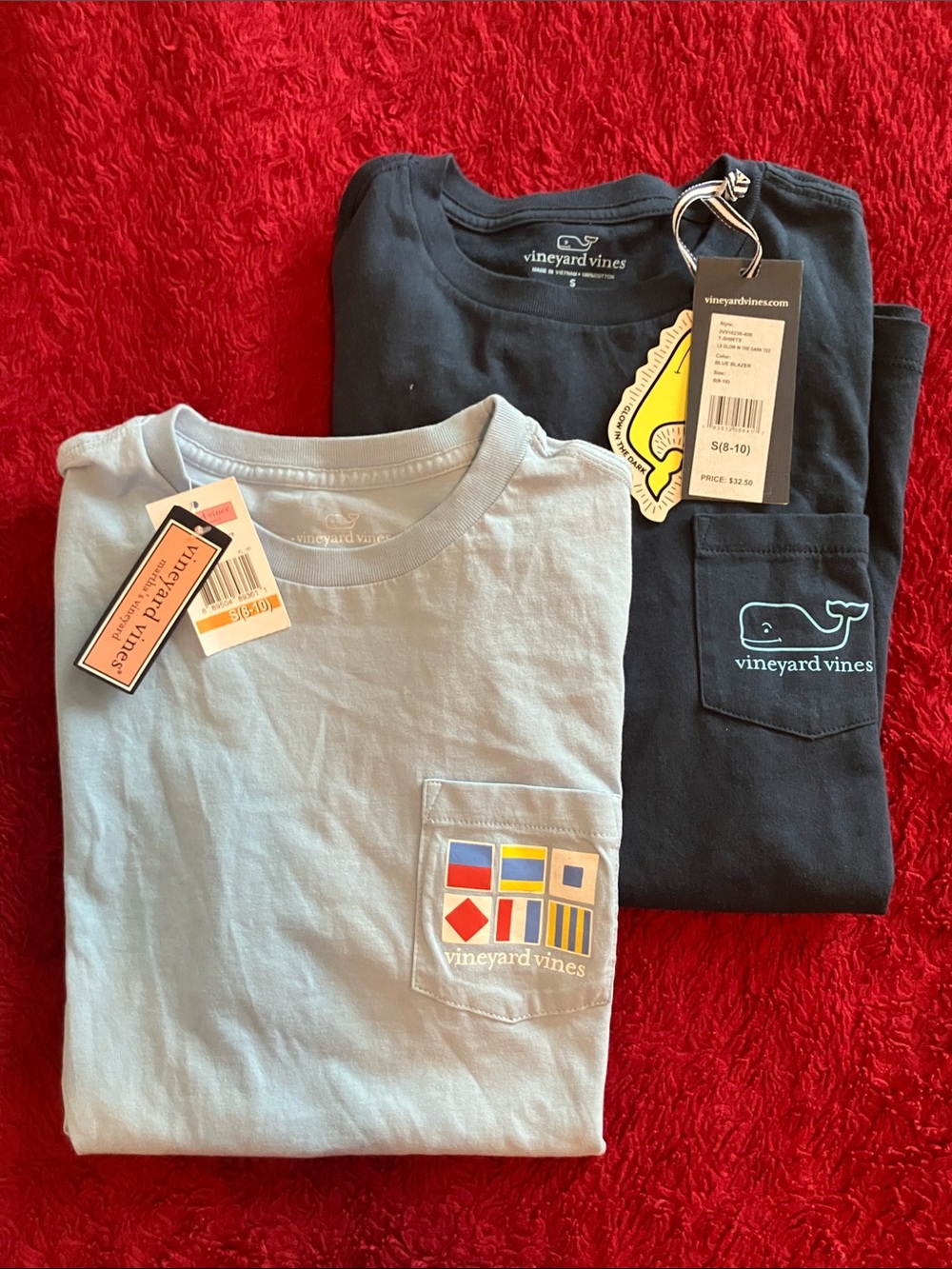 Vineyard Vines Light Blue Short Sleeve & Navy Long Sleeve Pocket Tees